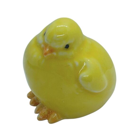 Adorable Pair of Vintage Glossy Yellow Ceramic Baby Chick Figurines - Picture 16 of 16